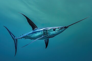 Obraz premium A Blue Marlin Swimming Through Clear Turquoise Water
