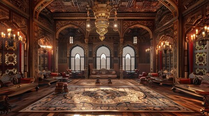 Fototapeta premium Ornate Interior with Intricate Carving and Intricate Windows