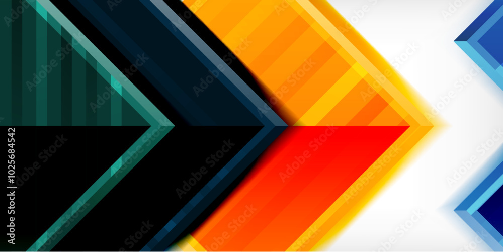 Aufkleber Arrow symbols created with 3d effects and line texture geometric abstract background