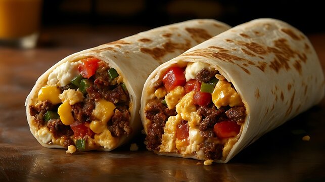 tasty juicy beakfast burrito
