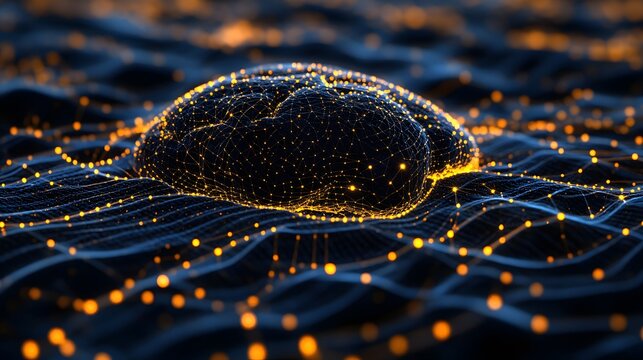 4. A holographic representation of the human brain with neural connections lighting up