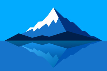 Snowy Mountain Peak Reflected in Calm Water