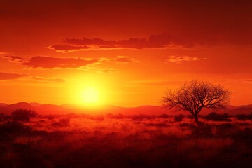 Fototapeta premium Serene sunset over a vast desert landscape