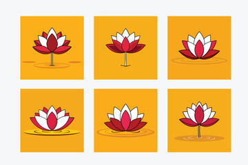 Lotus Flower Silhouette Vector Art Illustration Design Black and White Image Set for Modern Graphic Projects