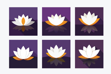 Lotus Flower Silhouette Vector Art Illustration Design Black and White Image Set for Modern Graphic Projects