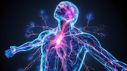 9. A holographic representation of the human nervous system with electric pulses