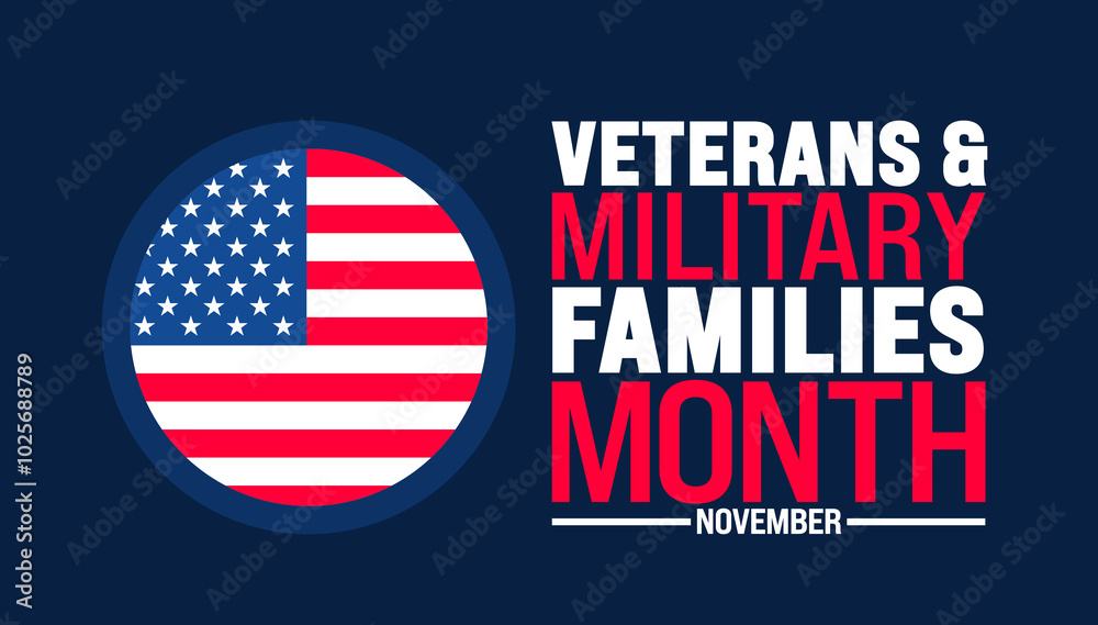 Wall mural national veterans and military families month background or banner design template is observed every