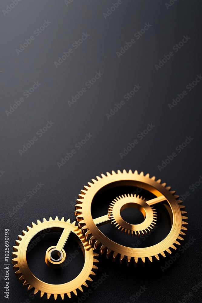 Poster a pair of golden gears meshing perfectly within a timepiece, emphasizing precision and the passage o