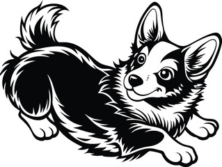 Obraz premium Pembroke Welsh corgi dog silhouette vector design