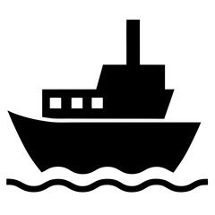 Obraz premium Black Ship Silhouette on Water