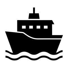 A minimalist boat on waves silhouette icon, perfect for digital projects or prints. This vector artwork features clean lines, offering a simple and elegant design for nautical or marine-themed visuals