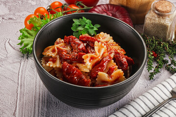 Italian pasta with dry tomato