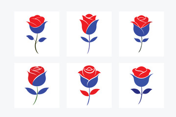 Rose Flower Silhouette Vector Art Illustration Design Black and White Image Set for Graphics and Decor

