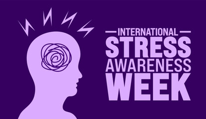 International Stress Awareness Week background or banner design template is observed every year in November. Holiday concept. Template for card, poster, placard, template.