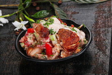Doner in the plate with vegetables