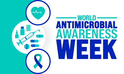 World Antimicrobial Awareness Week background or banner design template is observed every year in November. Holiday concept. Template for card, poster, placard, template.
