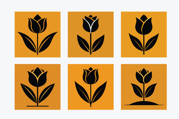 Colorful Tulip Flower Vector Art Illustration Design Image Set for Floral, Nature, and Spring-themed Graphics