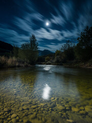 Fototapeta premium River water at night on vertical photography 8.