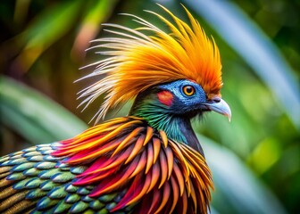 Fototapeta premium Majestic Bird with Long Head Feathers in Natural Habitat Displaying Vibrant Colors and Elegance