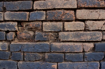 Close-Up of Weathered Rustic Brick Wall Texture