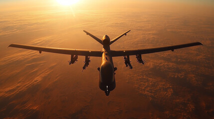 Drone Silhouette in Sunset Sky