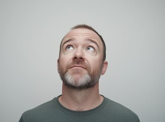 Fototapeta premium man in thought against the background of a gray wall