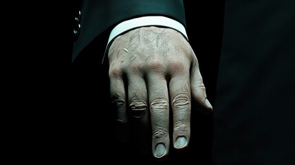 Agent of Protection - Tense Close-up of Bodyguard's Hand on Concealed Weapon Exuding Stealth and Readiness in High Resolution Photo Realism