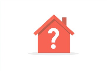 red house with a question mark on a white house
