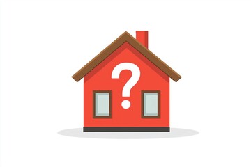 Fototapeta premium red house with a question mark on a white house