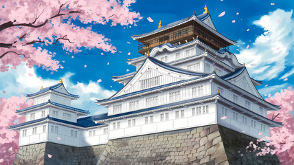 An anime-style interpretation of Himeji Castle