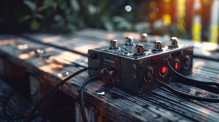 Automatic voltage stabilizer on the wooden planks