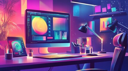Obraz premium Neon Workstation.
