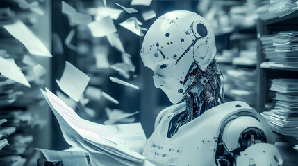 Artificial Intelligence in Document Analysis, the role of artificial intelligence in document analysis with an image portraying machine learning algorithms extracting data from unstructured documents