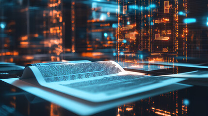 Artificial Intelligence in Document Analysis, the role of artificial intelligence in document analysis with an image portraying machine learning algorithms extracting data from unstructured documents