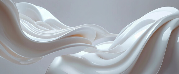 3d render of an abstract art object, wavy round organic smooth and soft lines, white ceramic material