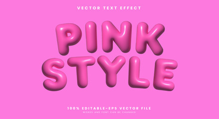 Pink style inflated 3d editable vector text effect Template