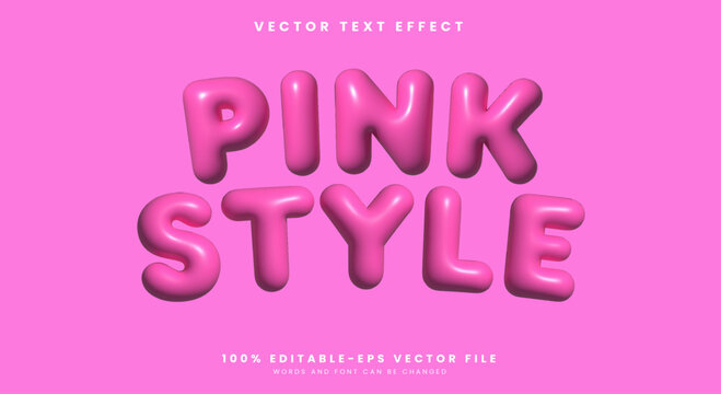 Pink style inflated 3d editable vector text effect Template