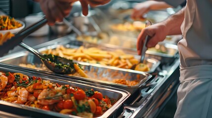 Catering buffet food in luxury restaurant