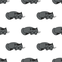 Seamless pattern with cat doodle for decorative print, wrapping paper, greeting cards, wallpaper and fabric