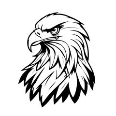 Obraz premium Bold Eagle Head Vector Illustration – Majestic Black and White Eagle Mascot for Logos, Tattoos, and Sports Branding