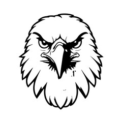 Bold Eagle Head Vector Illustration – Majestic Black and White Eagle Mascot for Logos, Tattoos, and Sports Branding