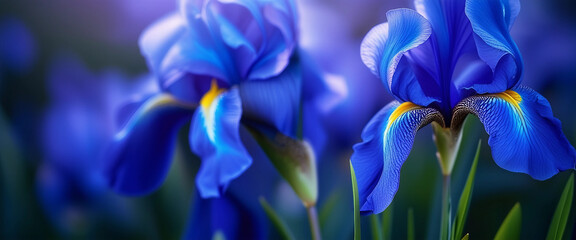 Blue creative abstract iris flower background 