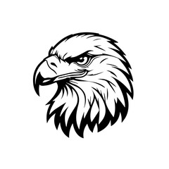 Bold Eagle Head Vector Illustration – Majestic Black and White Eagle Mascot for Logos, Tattoos, and Sports Branding