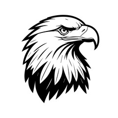 Bold Eagle Head Vector Illustration – Majestic Black and White Eagle Mascot for Logos, Tattoos, and Sports Branding