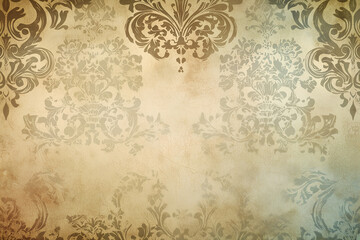 Vintage floral pattern with a design featuring ornate flowers and leaves in brown and gold, evoking an antique and retro feel, perfect for wallpaper or decor