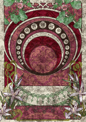 pink and red art-nouveau background