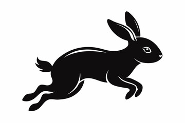 Jumping Bunny Silhouette, Running Rabbit Silhouette Vector
