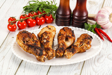 Hot and tasty chicken drumstick barbecue