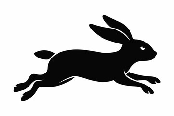 Jumping Bunny Silhouette, Running Rabbit Silhouette Vector