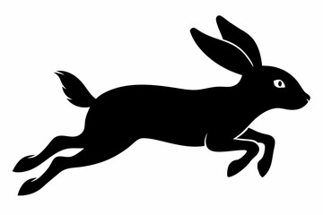 Jumping Bunny Silhouette, Running Rabbit Silhouette Vector